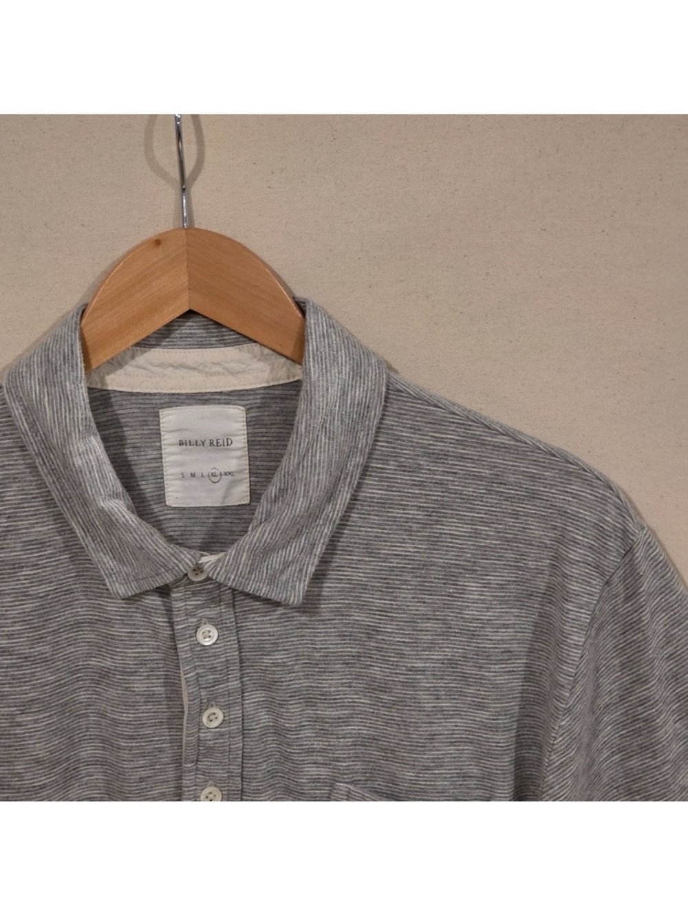 Billy Reid Gray Striped Polo XL
